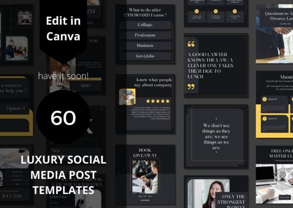 60 Luxury Social Media Canva Templates