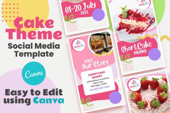 Canva Social Media Template – Cake Theme