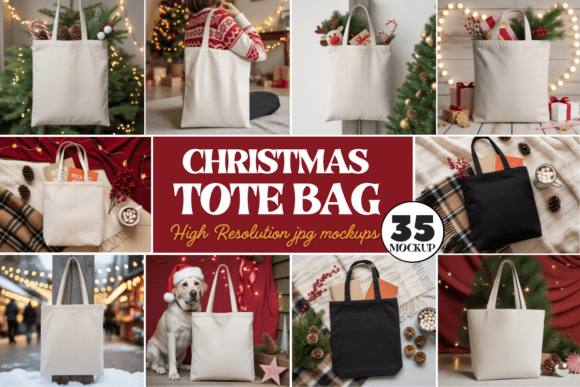 Christmas Tote Bag Mockup Bundle